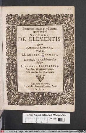 Exercitationum Physicarum e parte propria Secunda, De Elementis