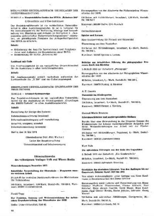 Literaturhinweise des volkseigenen Verlages Volk und Wissen