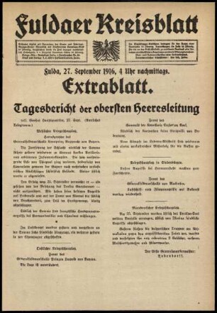 Ausgabe vom Mittwoch, den 27. September 1916.