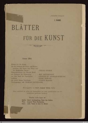 2.F. 1.1894: [Blätter für die Kunst] Band 2.F. 1.1894