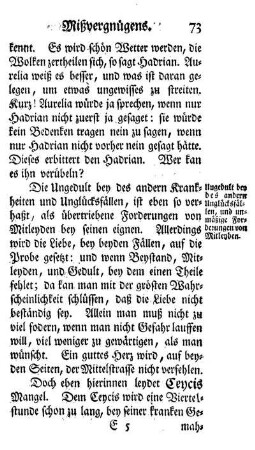 Ungedult bey des andern Unglücksfällen, und unmäßige Forderungen von Mitleyden