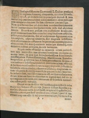 Quod apud Marcum Ciceronem L. Craisus praestanti vir ingenio ...