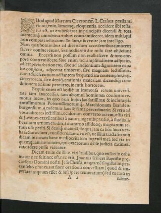 Quod apud Marcum Ciceronem L. Craisus praestanti vir ingenio ...