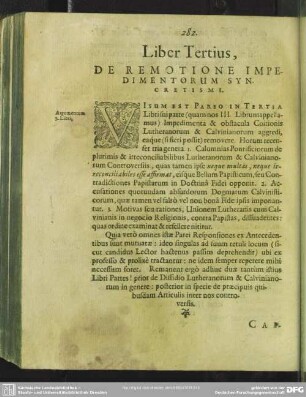 Liber Tertius, De Remotione Impedimentorum Syncretismi