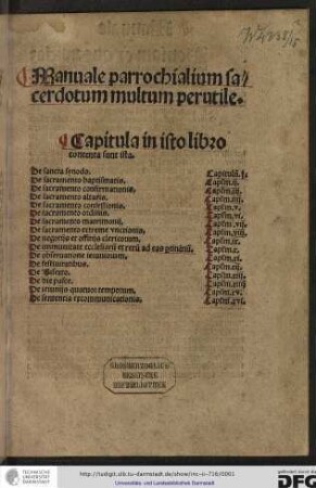 Manuale parochialium sacerdotum