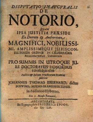 Dispvtatio Inauguralis De Notorio
