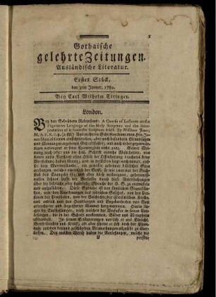 Erstes Stück, den 3ten Januar, 1789.