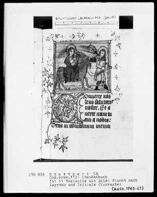 Lateinisch-französisches Stundenbuch — Flucht nach Ägypten, Folio 51recto