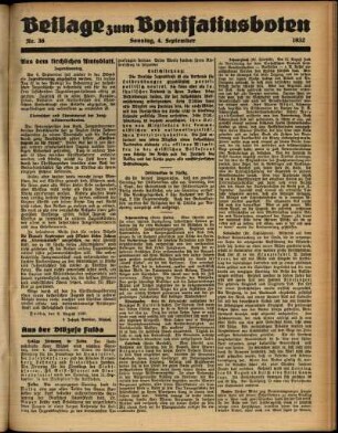 Zweite Ausgabe vom Sonntag, den 04. September 1932.
