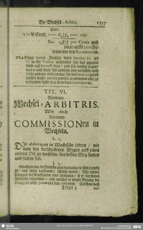 Tit. VI. Von denen Wechsel-Arbitris, Wie auch Von denen Commissionen in Wechseln
