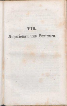 VII. Aphorismen und Sentenzen.