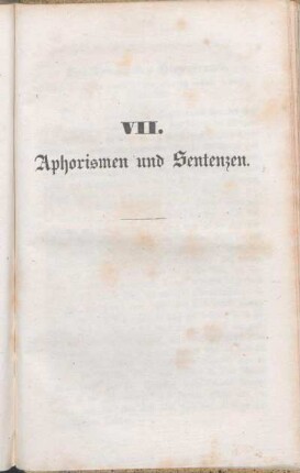VII. Aphorismen und Sentenzen.
