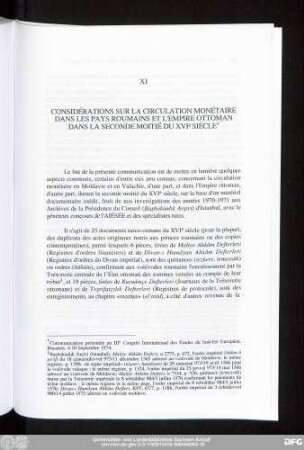 XI Considérations Sur La Circulation Monétaire Dans Les Pays Roumains Et L'Empire Ottoman Dans La Seconde Moitié Du XVIe Siècle