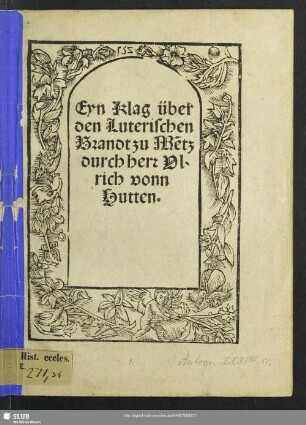 Eyn Klag über den Luterischen Brandt zu Me[n]tz