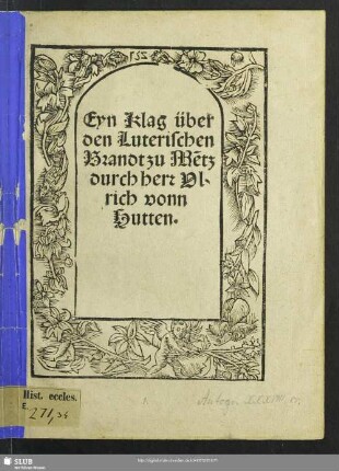 Eyn Klag über den Luterischen Brandt zu Me[n]tz
