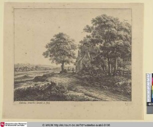 [Eine große Linde vor einer Herberge; A large linden-tree before an inn]