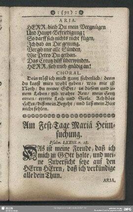 Am Fest-Tage Mariä Heimsuchung
