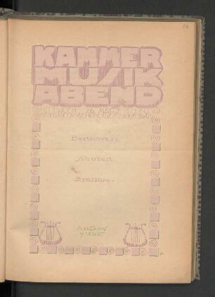 Kammer Musik Abend Mittwoch, 26. März 1919