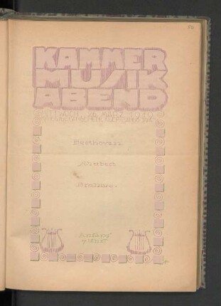Kammer Musik Abend Mittwoch, 26. März 1919