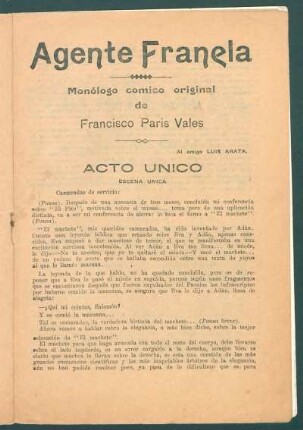 Agente Franela : monólogo cómico original