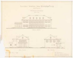 Haus Darré, Berlin-Dahlem Umbau: Gartenansicht, West- und Ostansicht 1:100