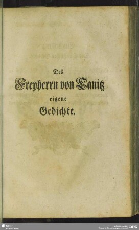 Des Freyherrn von Canitz eigene Gedichte