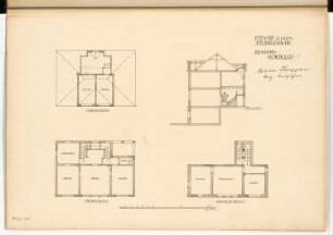 Ateliergebäude Monatskonkurrenz April 1904: Grundriss Untergeschoss, Erdgeschoss, Obergeschoss 1:100; Maßstabsleiste