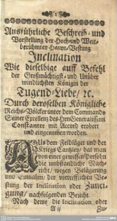 Ausführliche Beschreib- und Vorstellung der Hoch- und Weitberühmten Haupt-Vestung ...