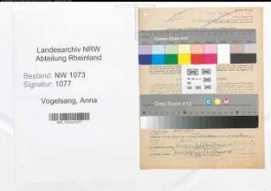 Entnazifizierung Anna Vogelsang , geb. 08.03.1897 (Lehrerin)