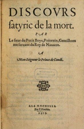 Discours satyric de la mort