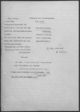 Kirchenkirnberg mit Altersberg, Horlachen, Mönchhof und Brandhöfle: Pfarrbericht 1949