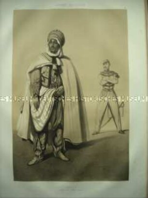 Uniformdarstellung, Arabischer und Französischer Offizier des Sipahi-Regiments, Frankreich, 1859. Tafel 41 im Buch: Armand-Dumaresq: Uniformes de l'Armée Française.
