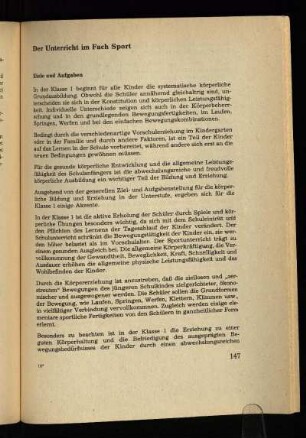 Der Unterricht im Fach Sport