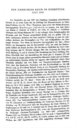 Der Harburger Raum im Schrifttum seit 1939