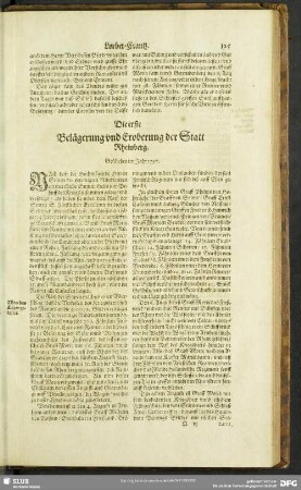 Die erste Belägerung und Eroberung der Statt Rheinberg : Geschehen im Jahr 1597.