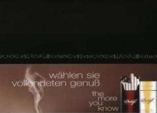 Werbeschild (Regalschild) für "Davidoff Classic und Davidoff Lights"-Zigaretten, "wählen sie den vollendeten genuß"