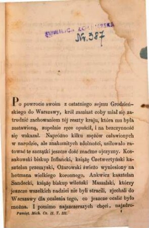 Pamiętniki Bartłomieja Michałowskiego od roku 1786 do 1815 ogłoszone, 2,3. 2, Od roku 1786 do 1815 ; 3