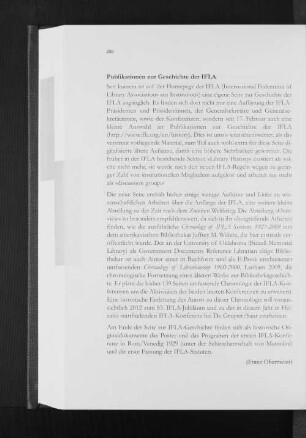 Publikationen zur Geschichte der IFLA