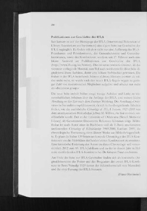 Publikationen zur Geschichte der IFLA