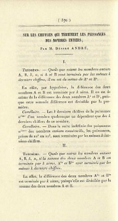 Sur les chiffres qui terminent les puissances des nombred entiers.
