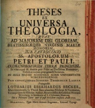 Theses Ex Universa Theologia
