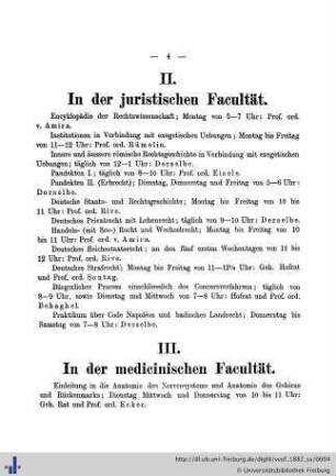 III. In der medicinischen Facultät.