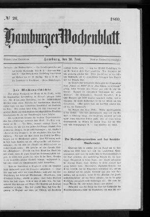 Nr. 26 1860. Hamburger Wochenblatt.