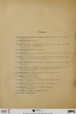 Diverses (Nr. 107-134)