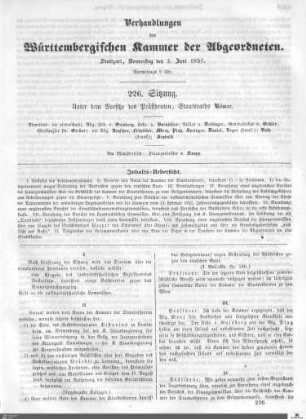 226. Sitzung, Stuttgart, 2.6.1853