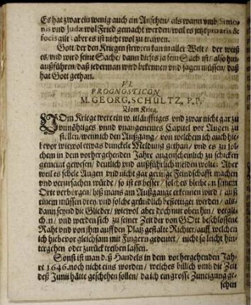 VI. Prognosticon. Vom Krieg