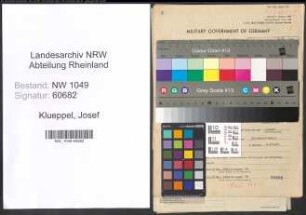 Entnazifizierung Josef Klueppel , geb. 24.09.1914 ()