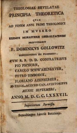 Theologiae Revelatae Principia Theoretica