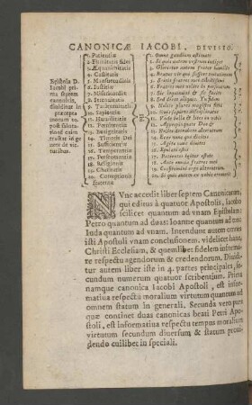 Canonicae Jacobi, Divisio.