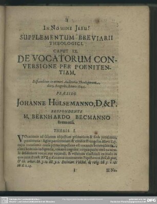 Caput IX. De Vocatorum Conversione Per Poenitentiam